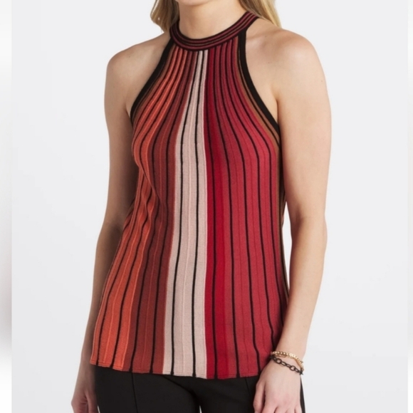 Daniel Rainn Penelope Halter Sweater Tank NWT Retro Spring Bright Statement Pink - Picture 2 of 4